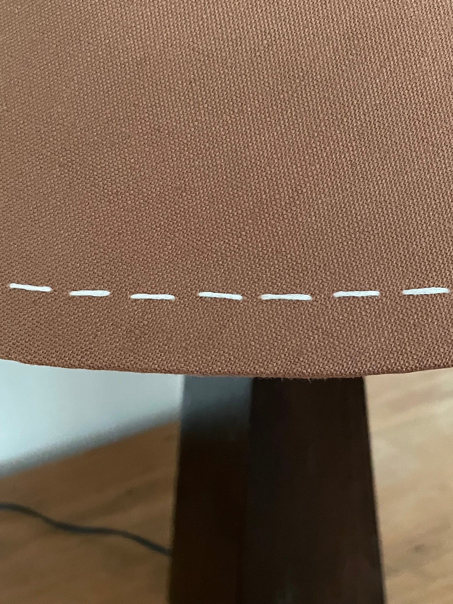 - Timber Table Lamp with Warm Brown Linen Shade