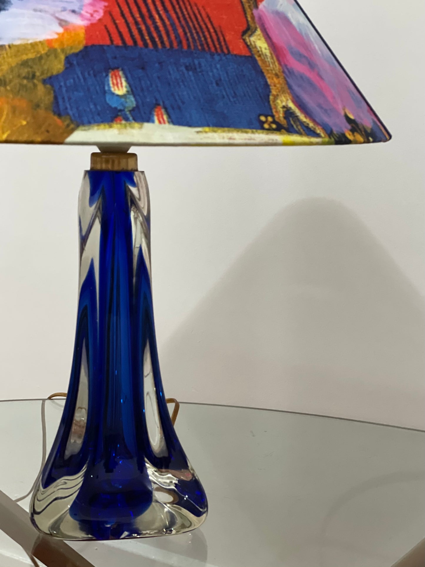 Cobalt Blue Glass Table Lamp with Shilo Engelbrecht Lamp Shade