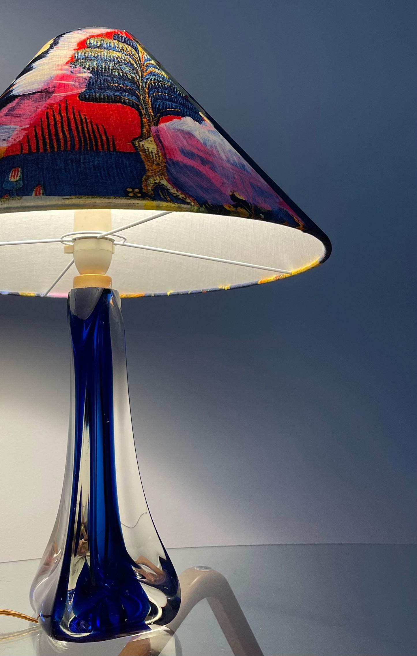 Cobalt Blue Glass Table Lamp with Shilo Engelbrecht Lamp Shade