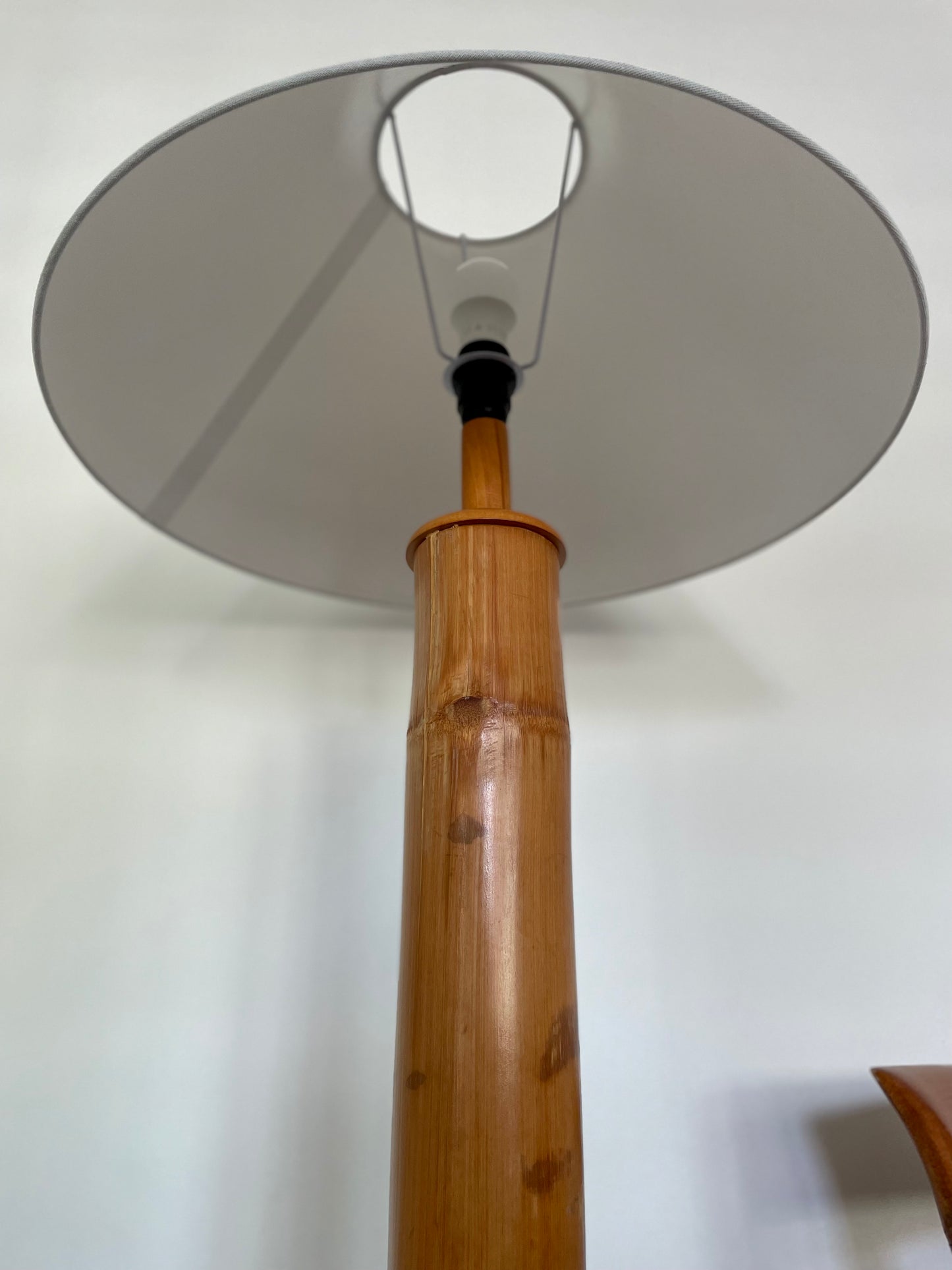 - Bamboo Floor Lamp with White Shade