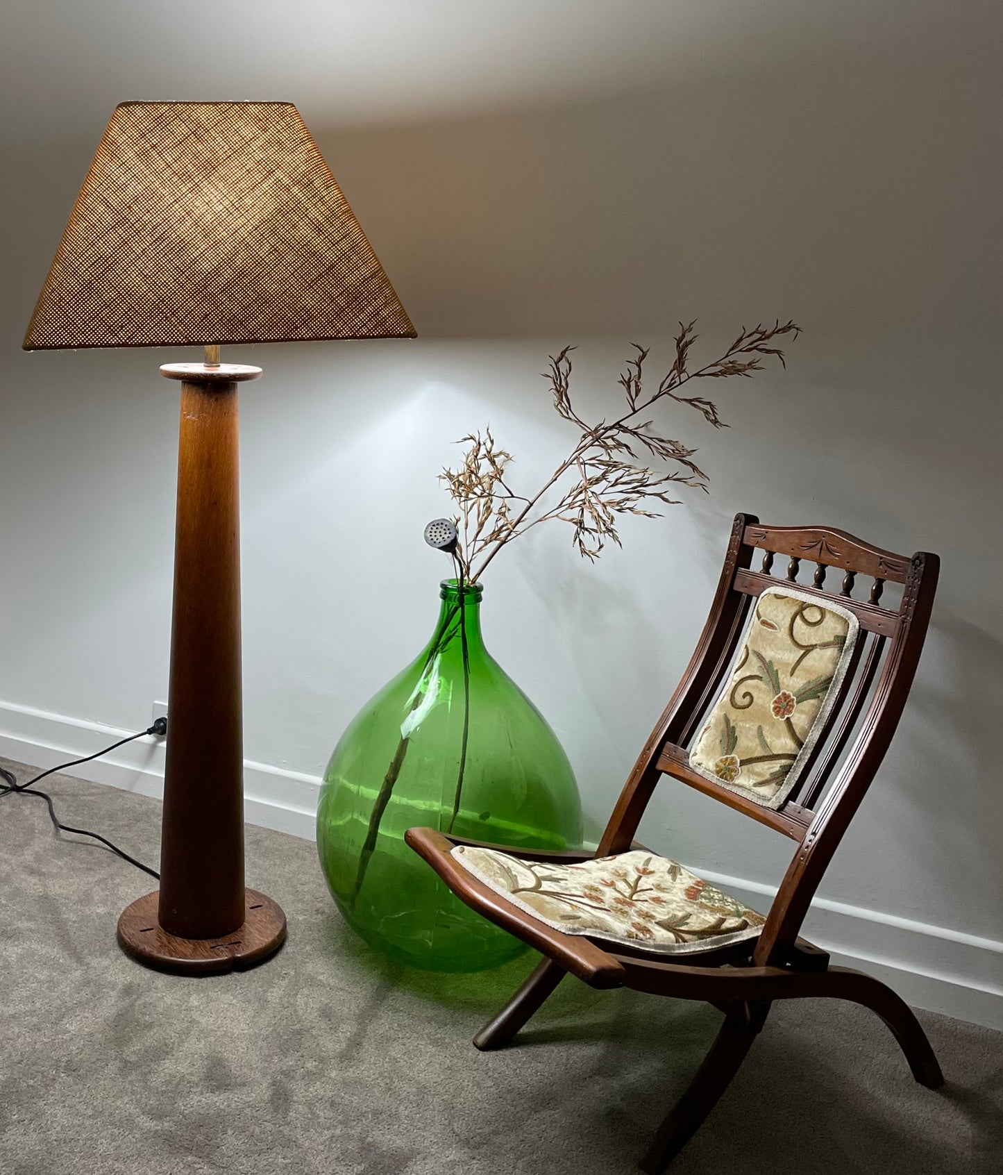 - Pacific Green Floor Lamp with Textured Hessian Shade