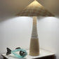- Tall Ceramic Lamp with Oat Studio Capital Checks Fabric Shade