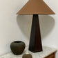 - Timber Table Lamp with Warm Brown Linen Shade