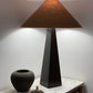 - Timber Table Lamp with Warm Brown Linen Shade