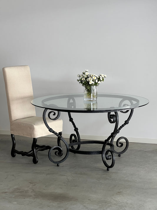 Italian Wrought Iron & Glass Dining Table by Casa Padrino