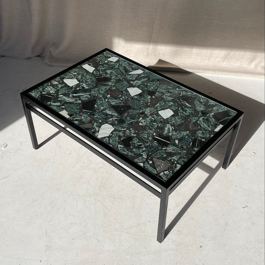 - Refurbished Green Marble Terrazzo Style Coffee Table