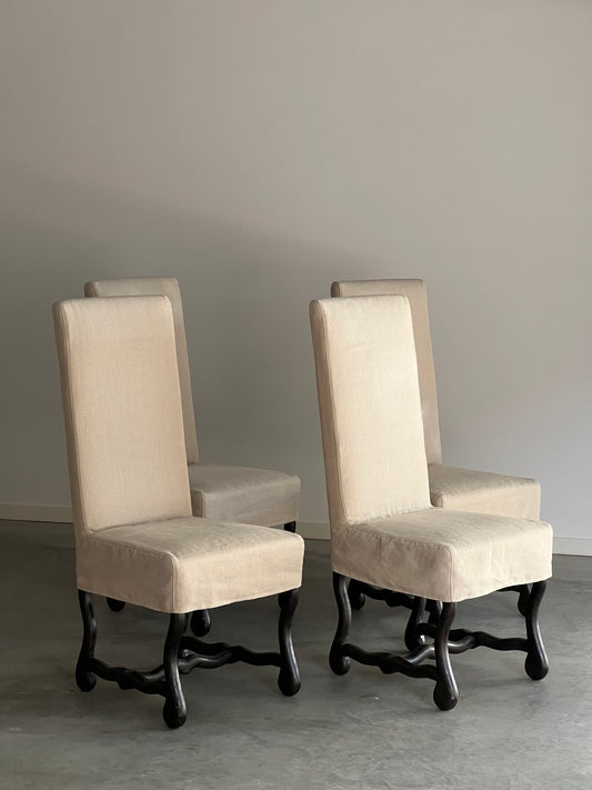 - Set of Four - Louis XIII Style Os de Mouton Dining Chairs