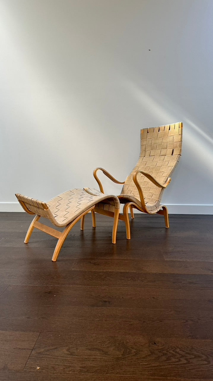 1940s Swedish 'Pernilla' Easy Chair & Footrest by Bruno Mathsson
