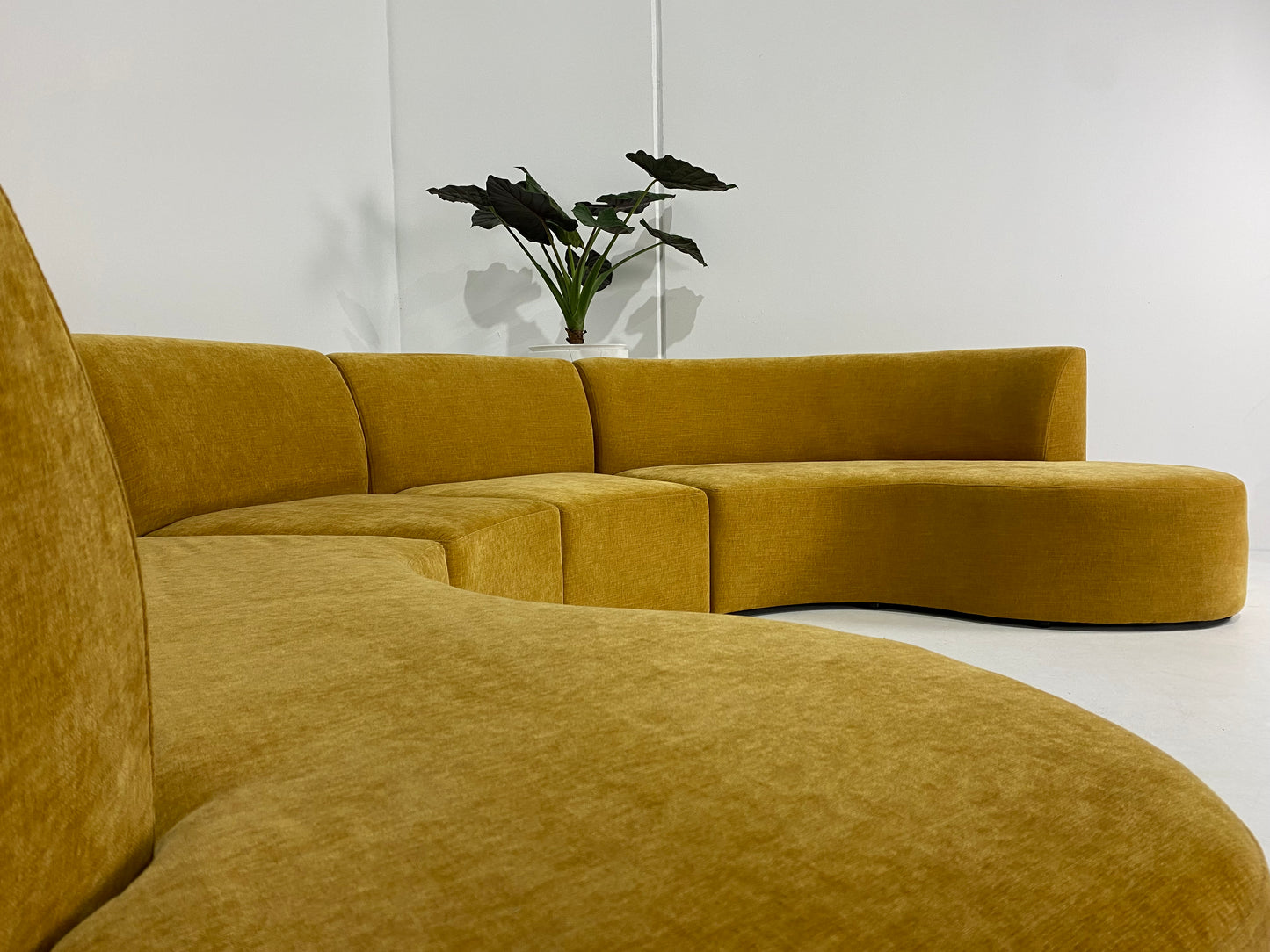 - Mustard Four Piece Curved Sofa Set