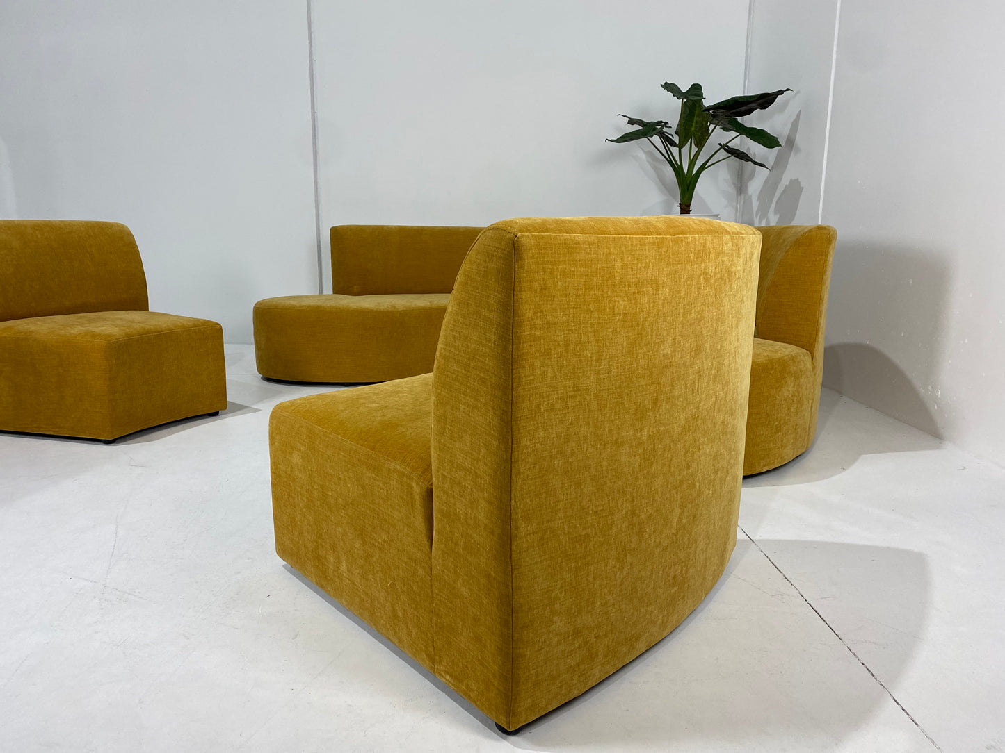 - Mustard Four Piece Curved Sofa Set
