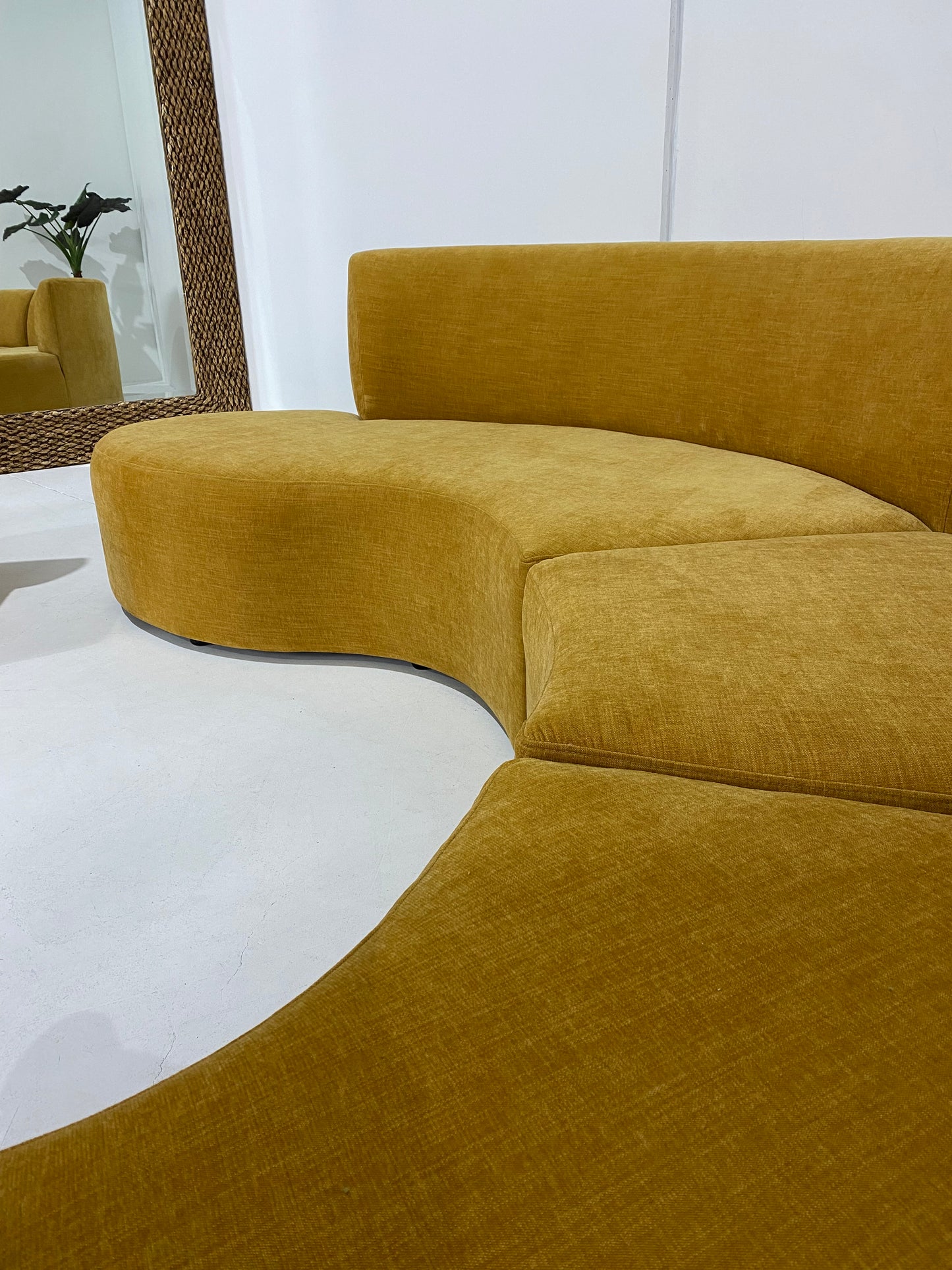 - Mustard Four Piece Curved Sofa Set