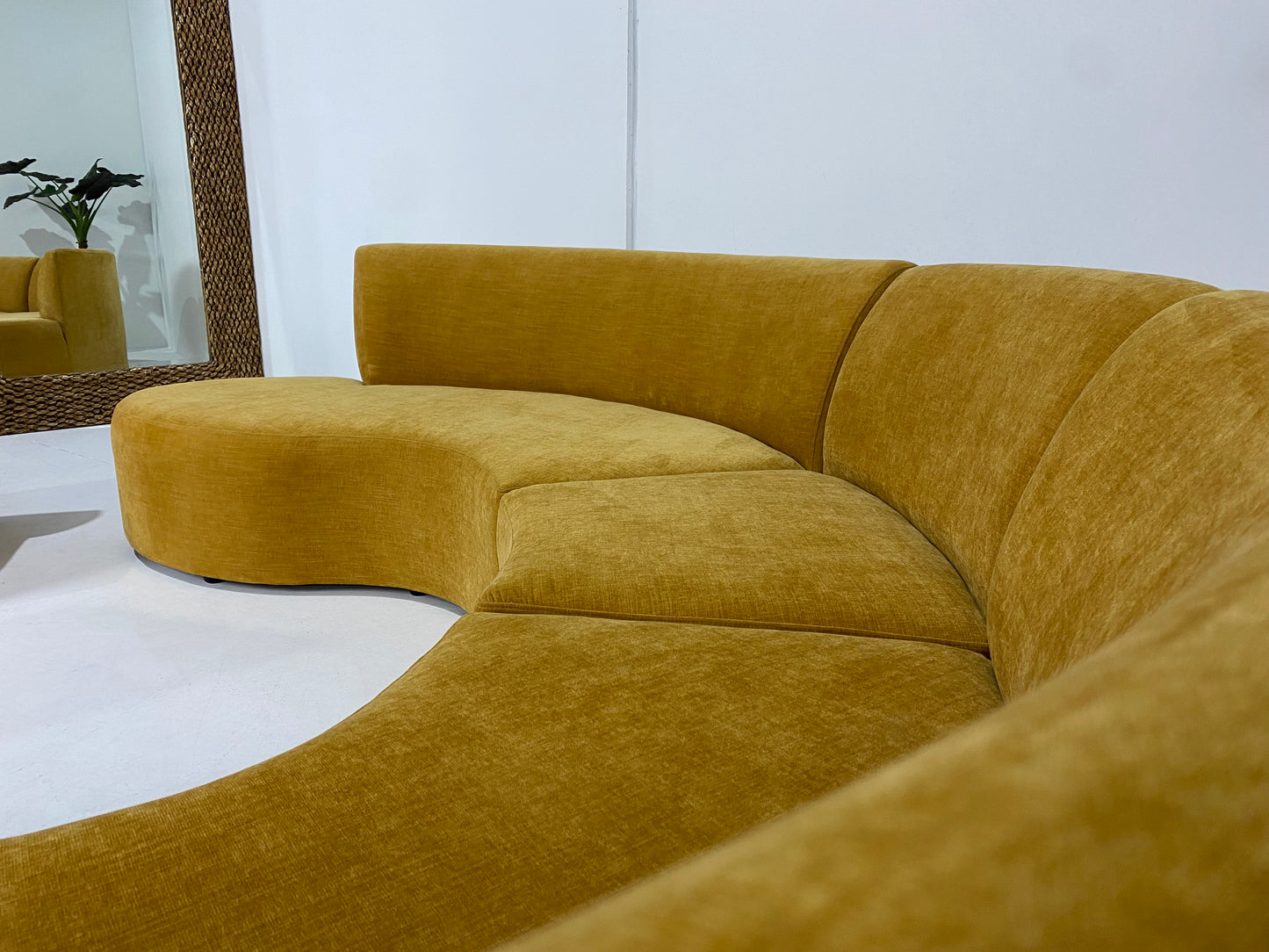 - Mustard Four Piece Curved Sofa Set