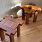 Set of Two Brutalist Oak Side Tables