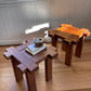Set of Two Brutalist Oak Side Tables