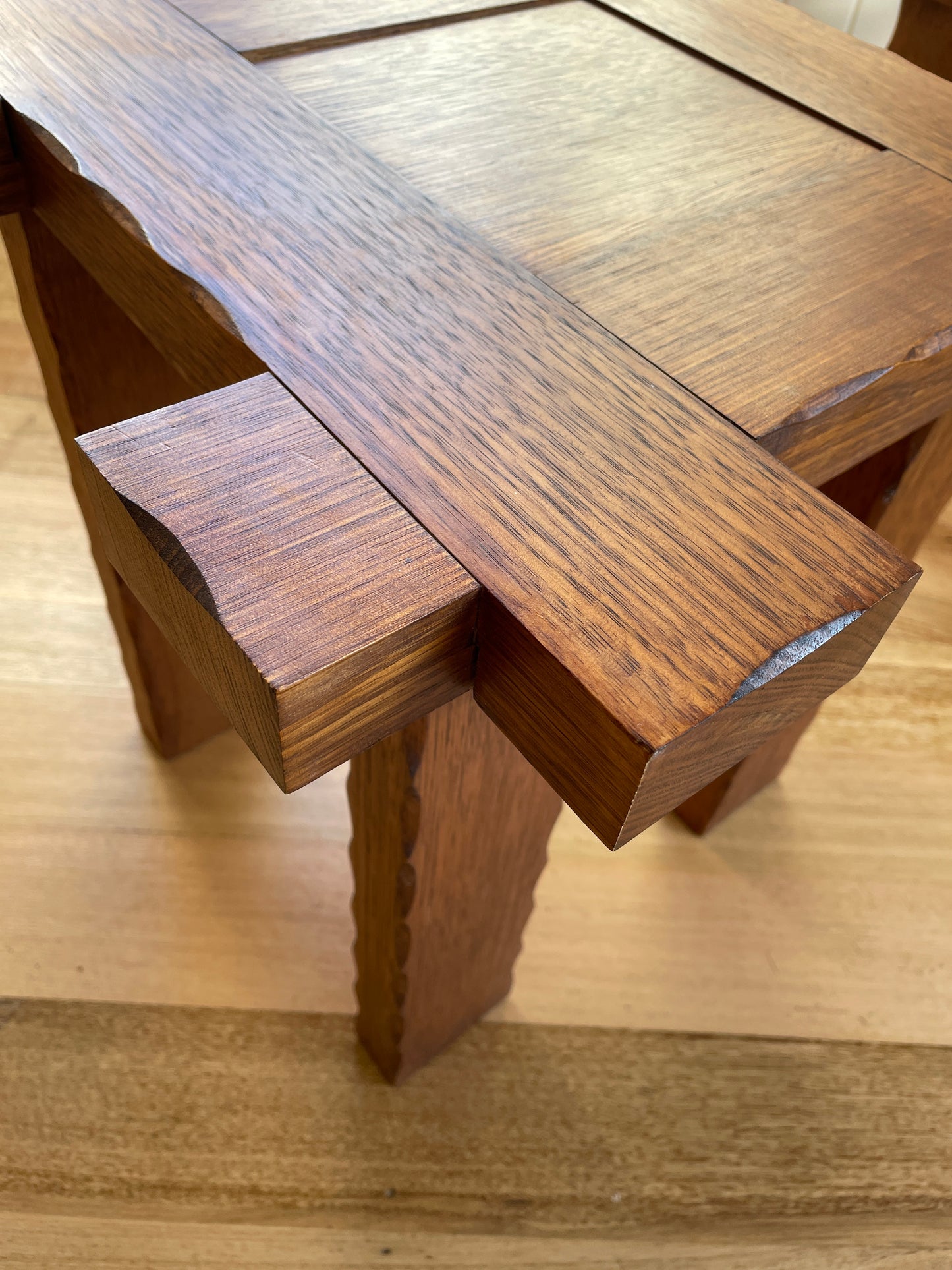 Set of Two Brutalist Oak Side Tables