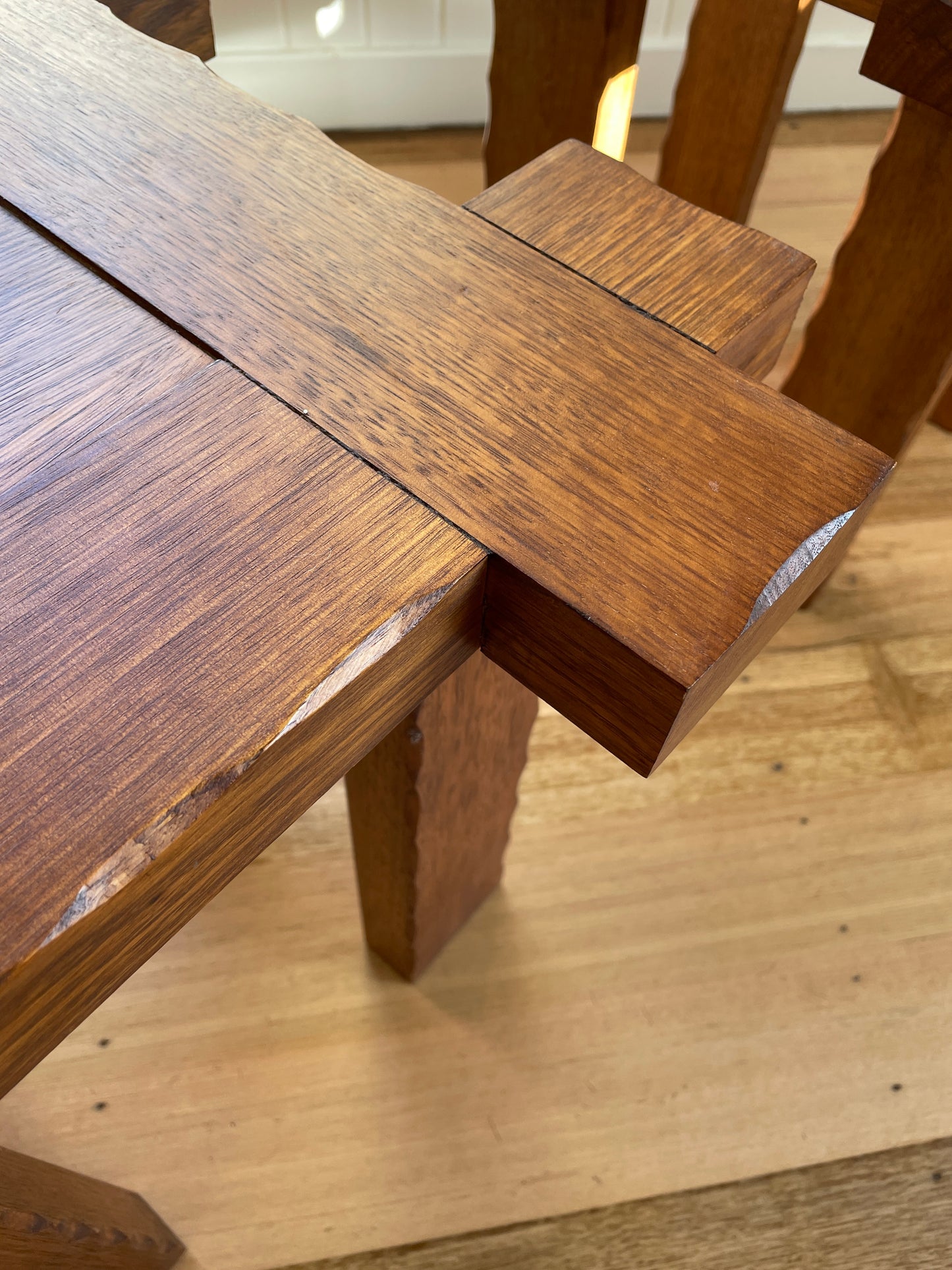 Set of Two Brutalist Oak Side Tables
