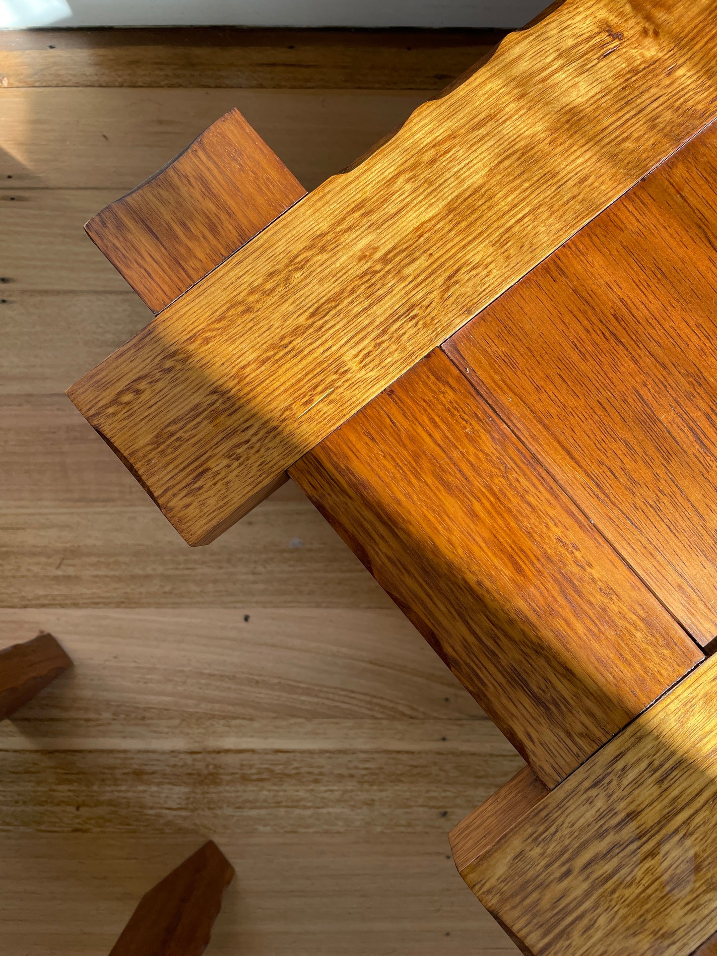 Set of Two Brutalist Oak Side Tables