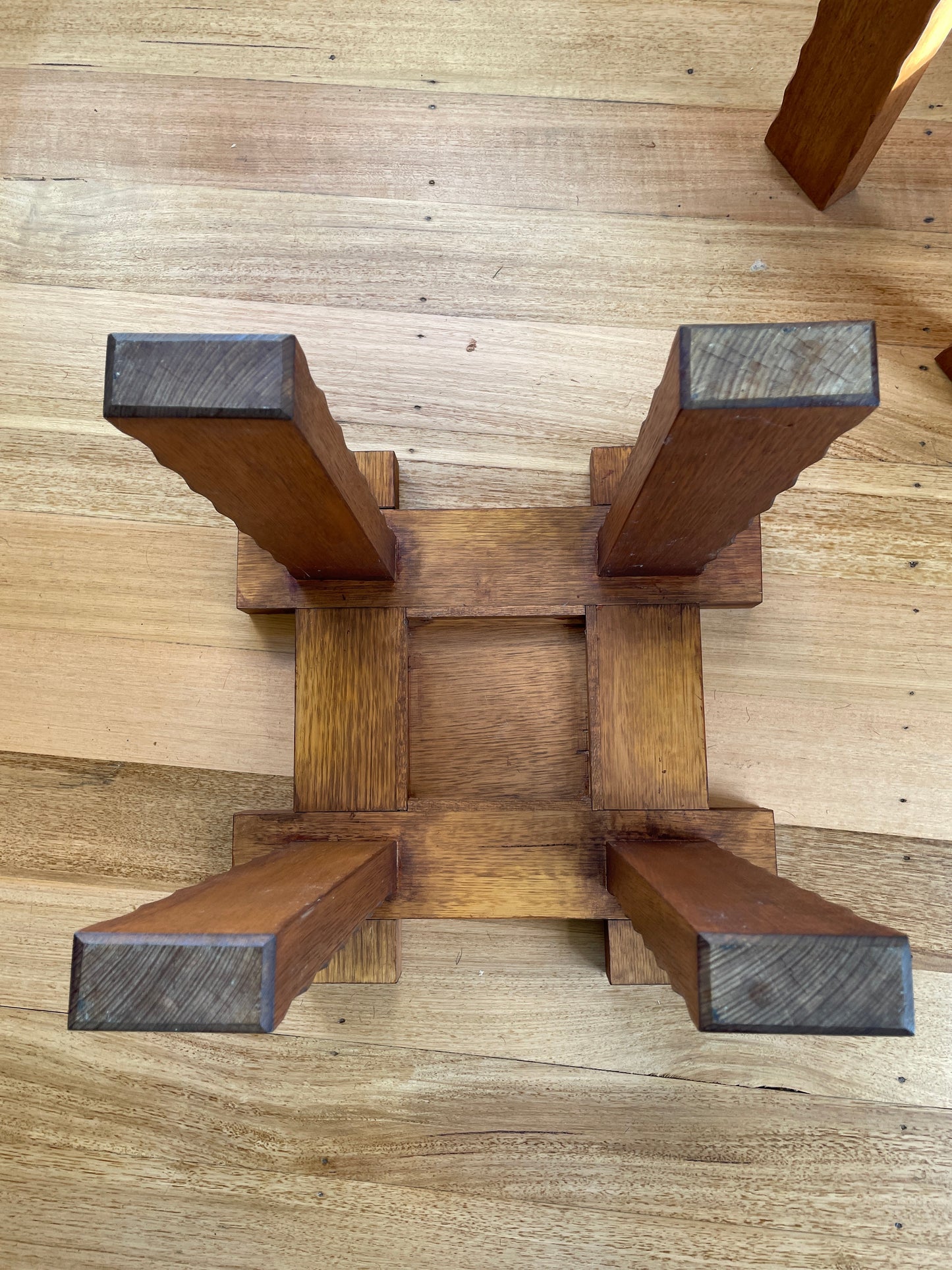 Set of Two Brutalist Oak Side Tables