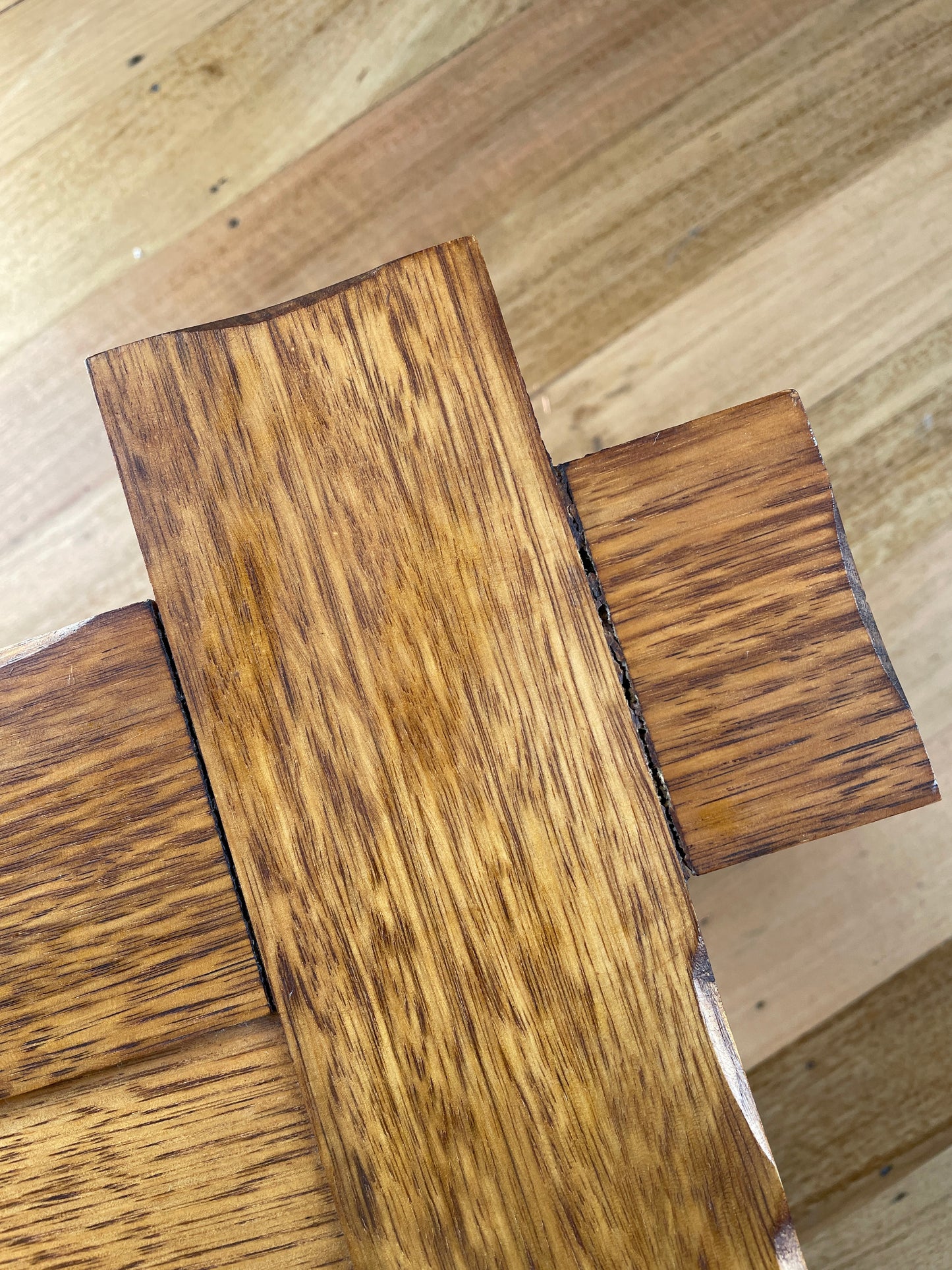 Set of Two Brutalist Oak Side Tables