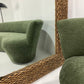 - Vintage Curved Moss Green Sofa
