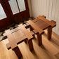 Set of Two Brutalist Oak Side Tables