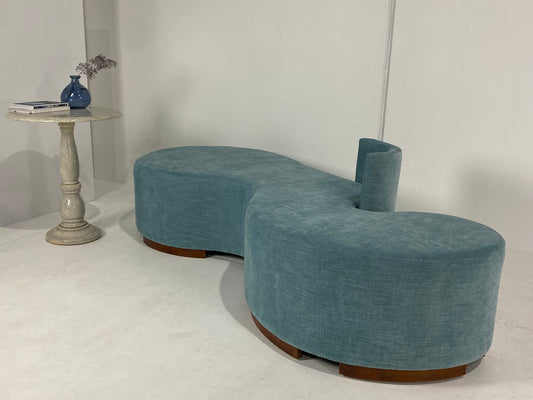 - Sky Blue Curved Sofa