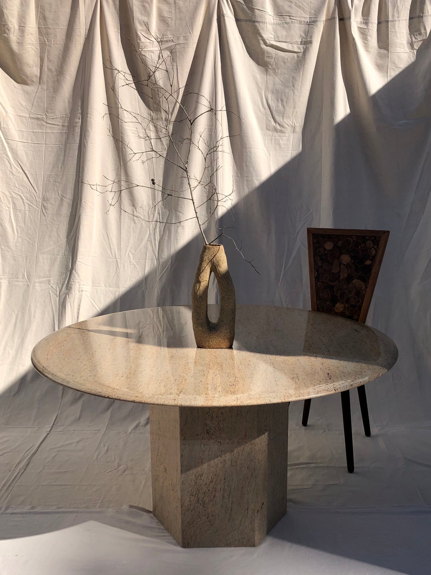 Vintage Round Granite Dining Table