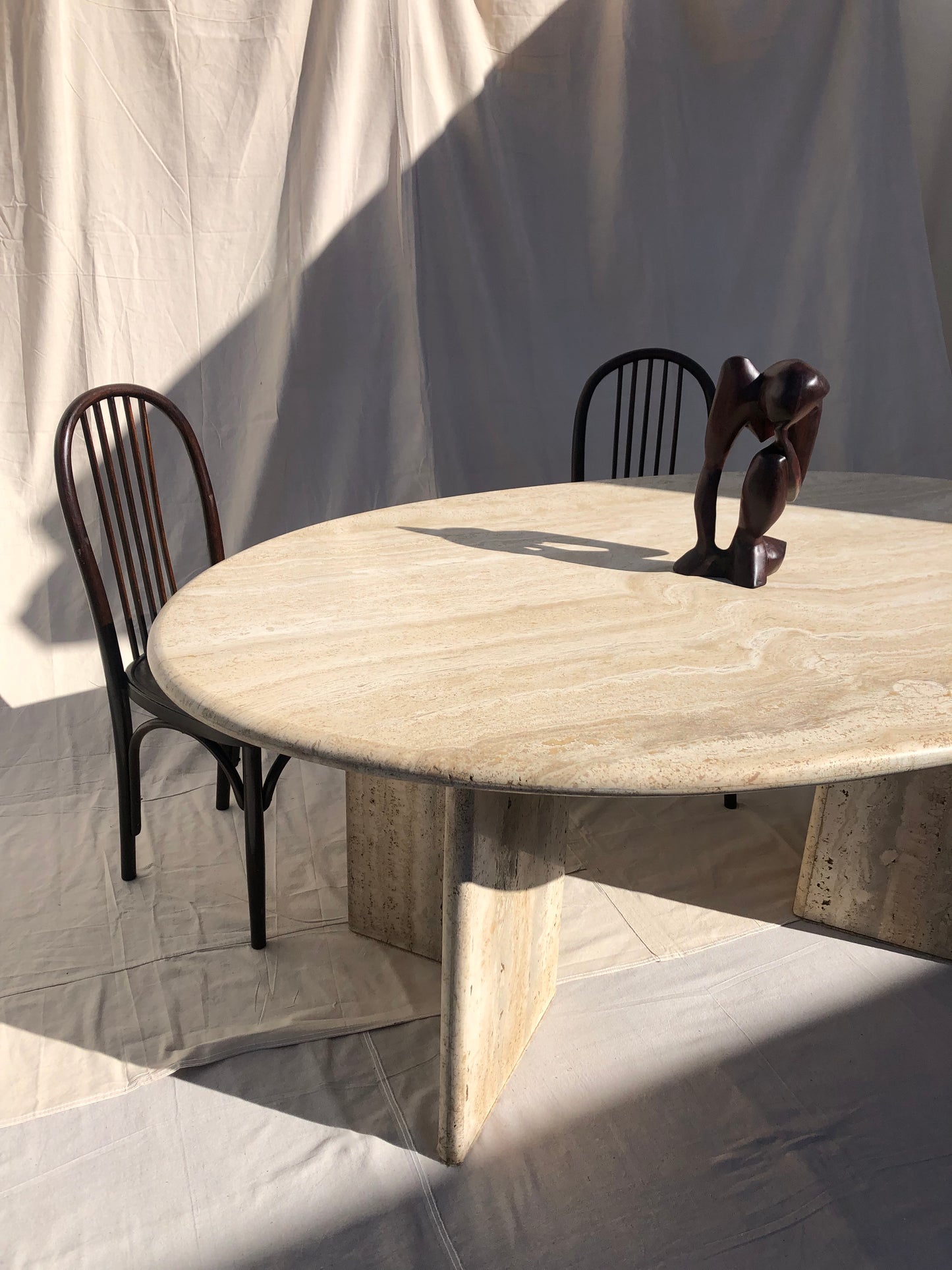 Vintage Oval Travertine Dining Table