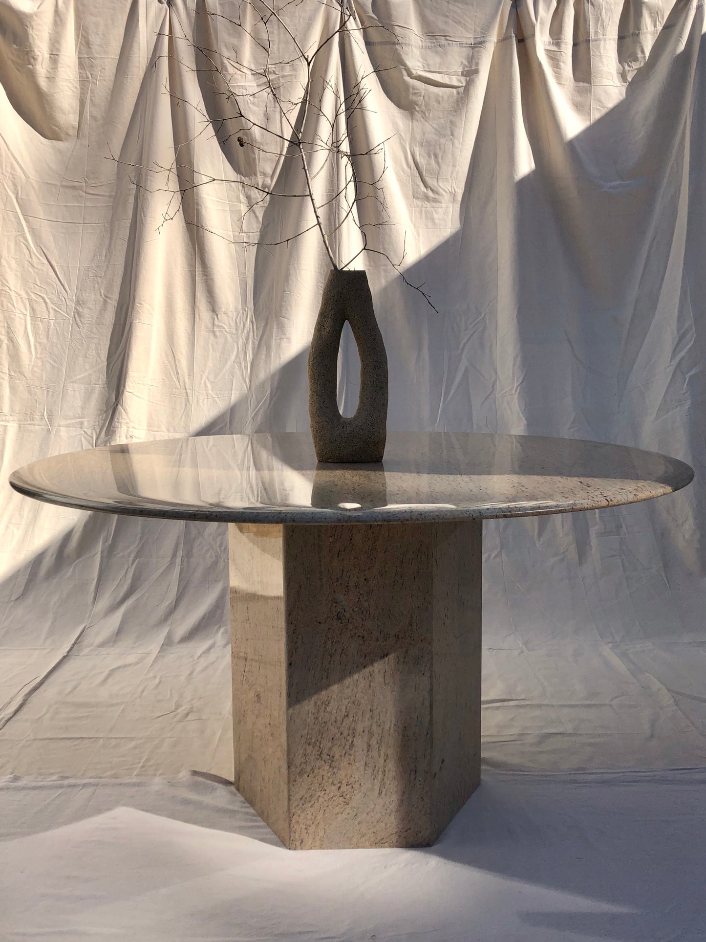 Vintage Round Granite Dining Table