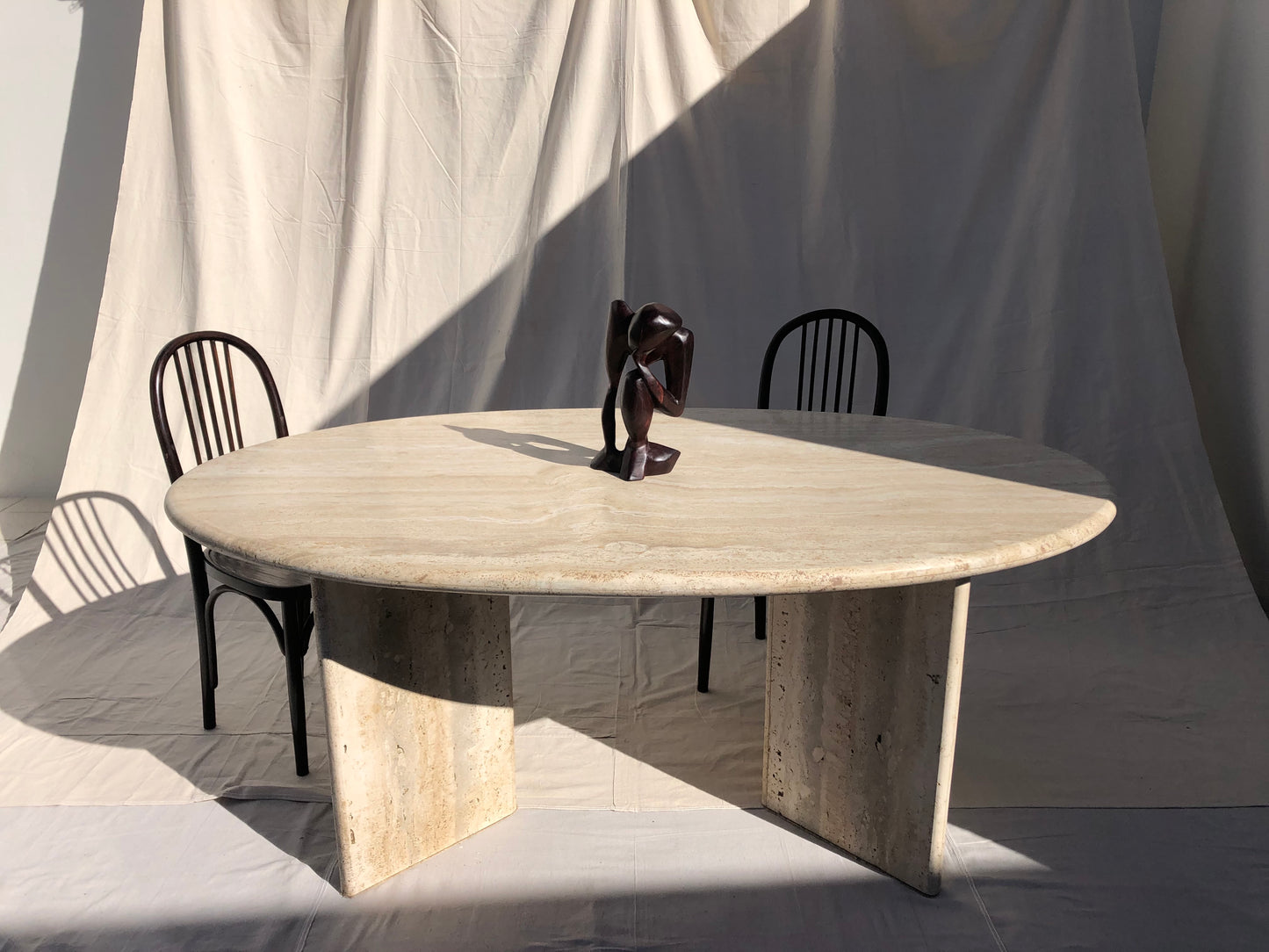 Vintage Oval Travertine Dining Table