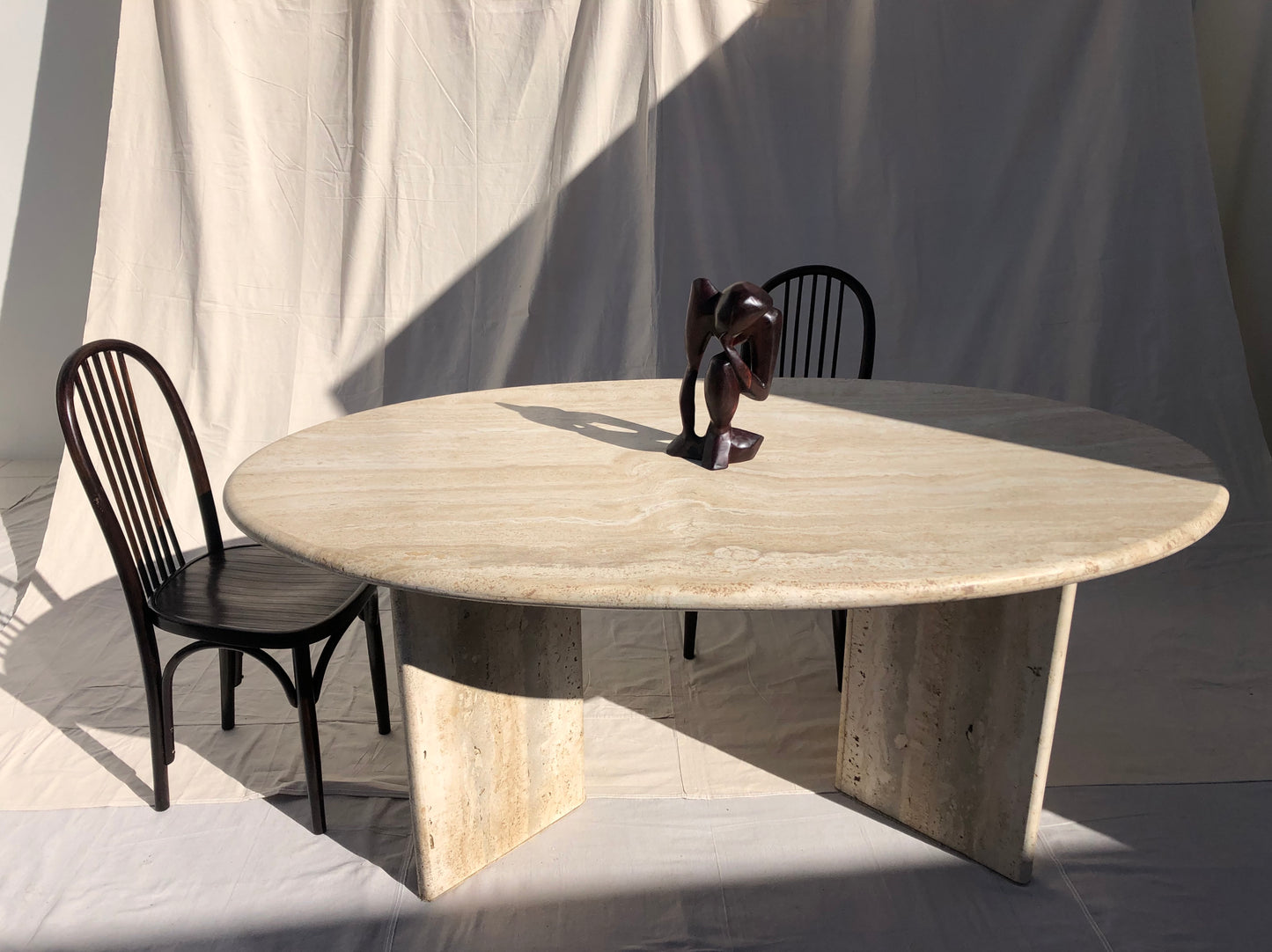 Vintage Oval Travertine Dining Table