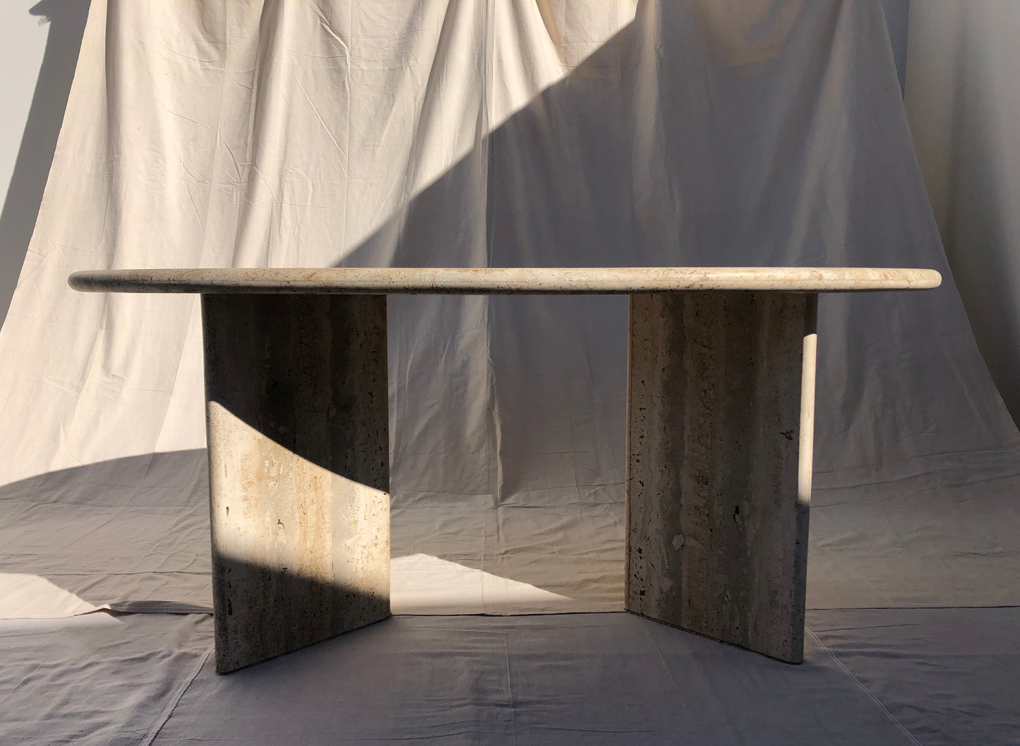 Vintage Oval Travertine Dining Table