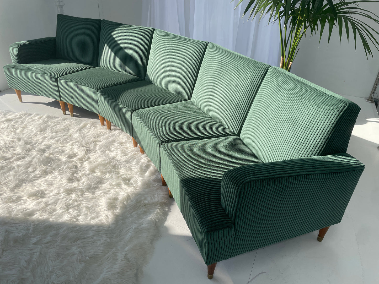 - Green Corduroy Mid Century Corduroy Sofa Set