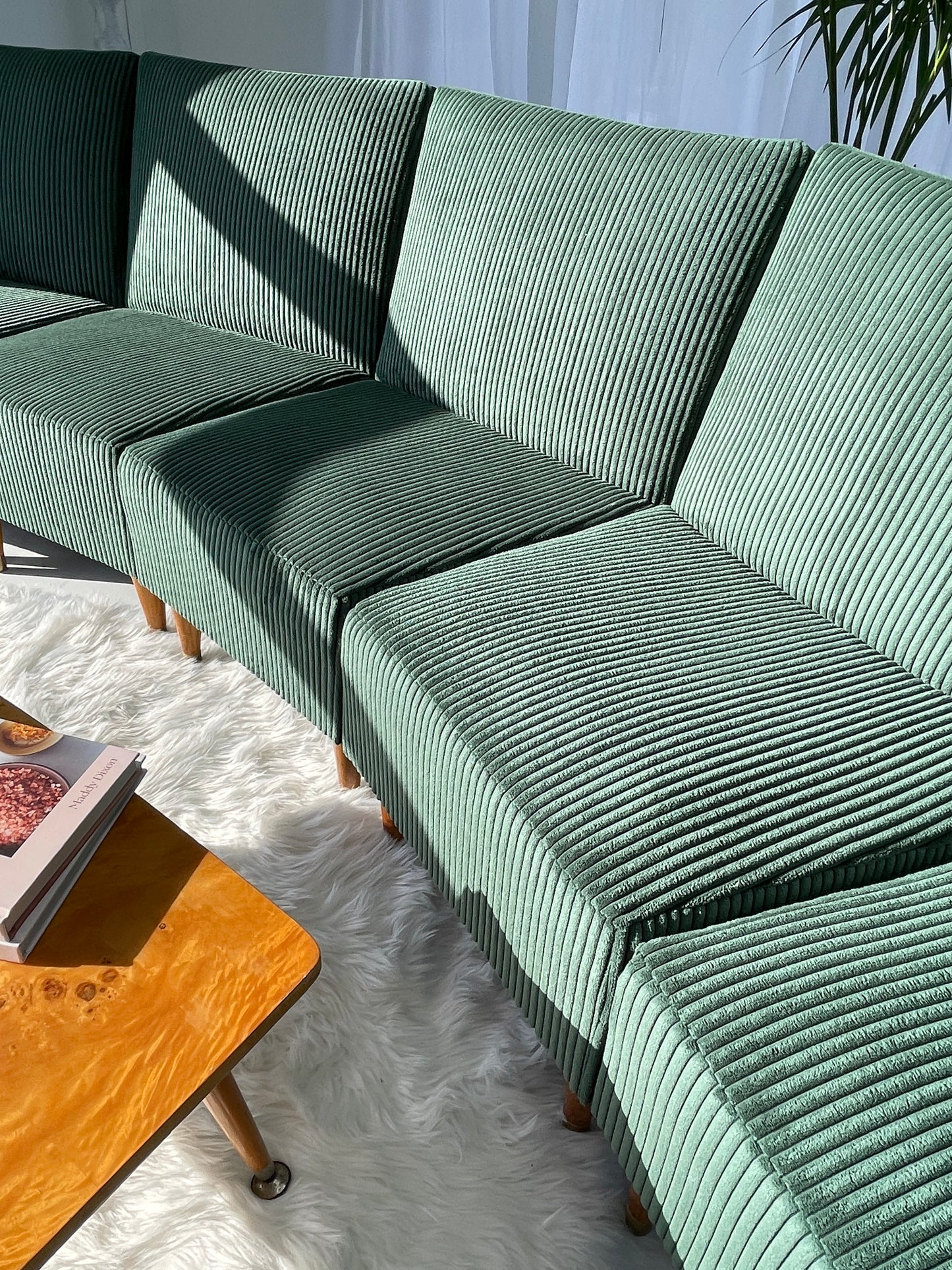 - Green Corduroy Mid Century Corduroy Sofa Set