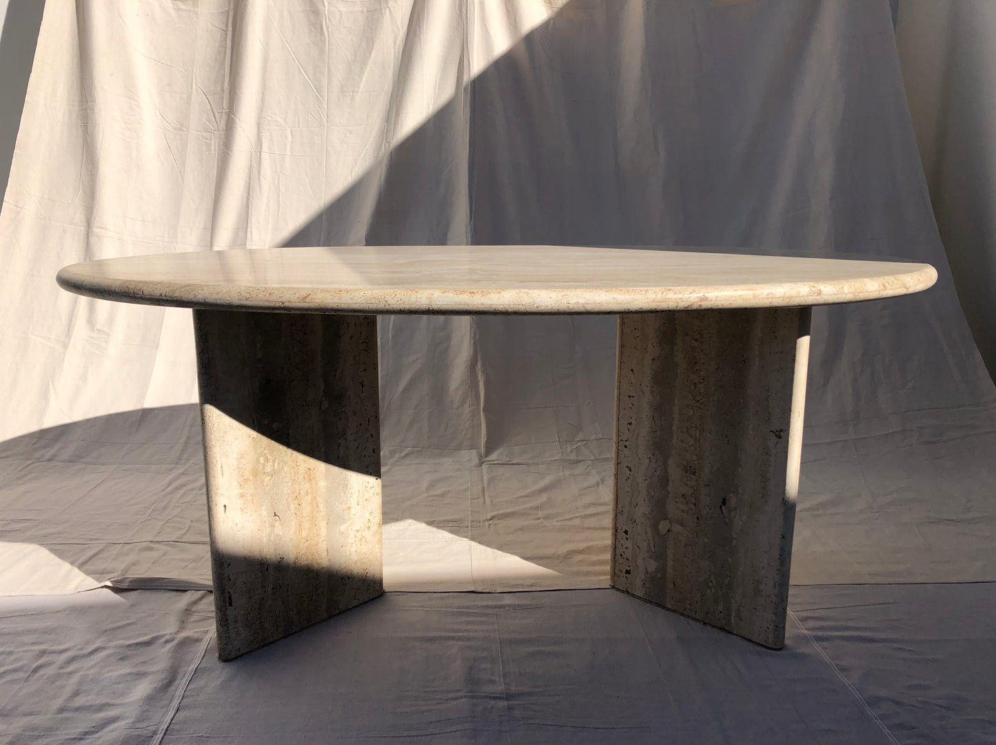 Vintage Oval Travertine Dining Table