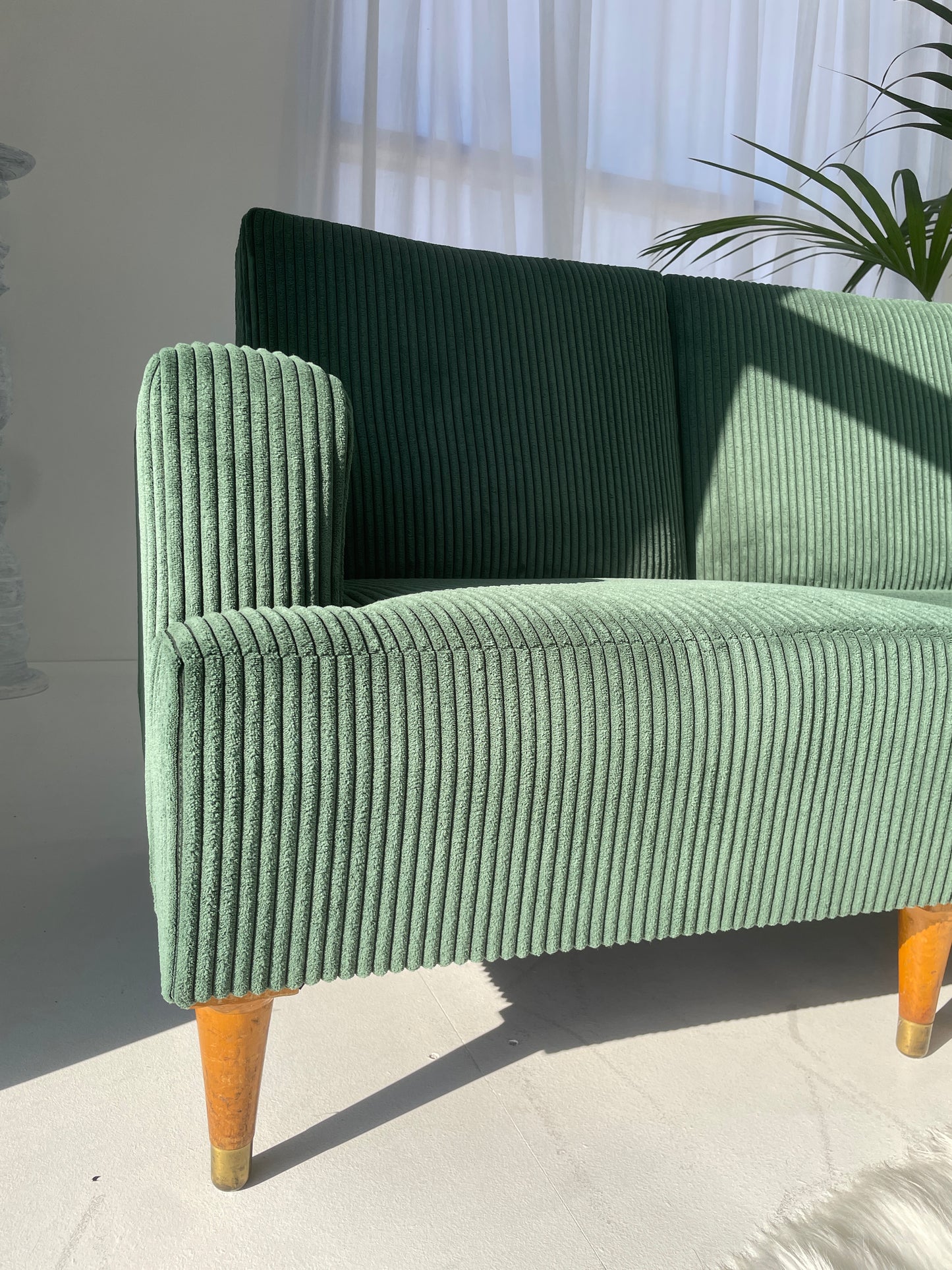 - Green Corduroy Mid Century Corduroy Sofa Set