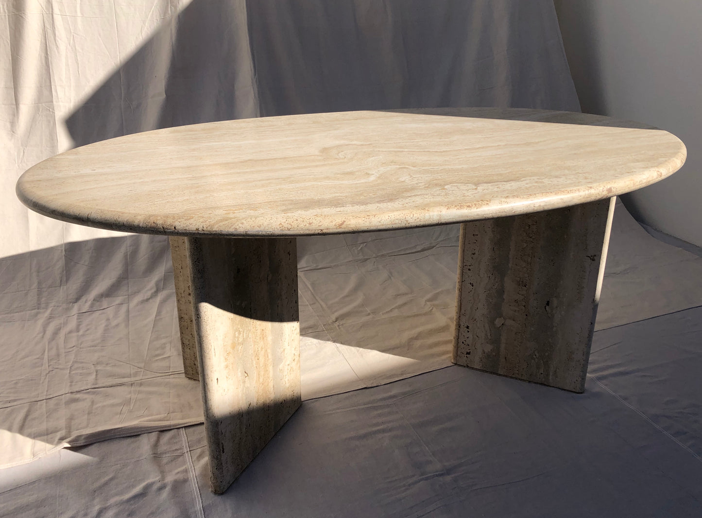 Vintage Oval Travertine Dining Table
