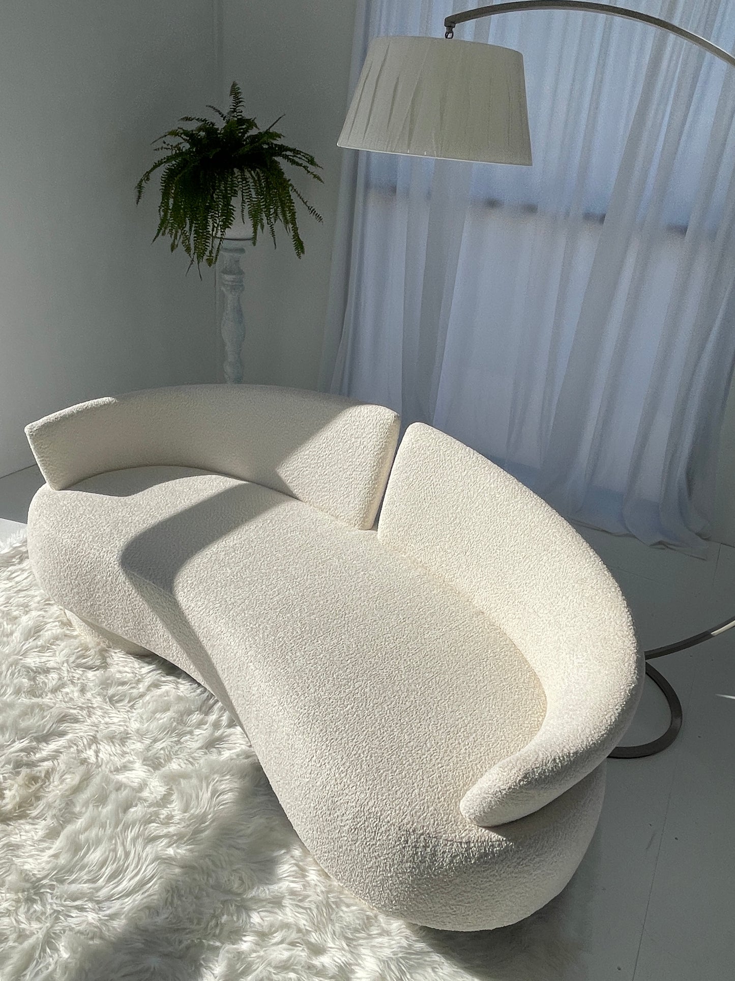 Bouclé Curved Sofa
