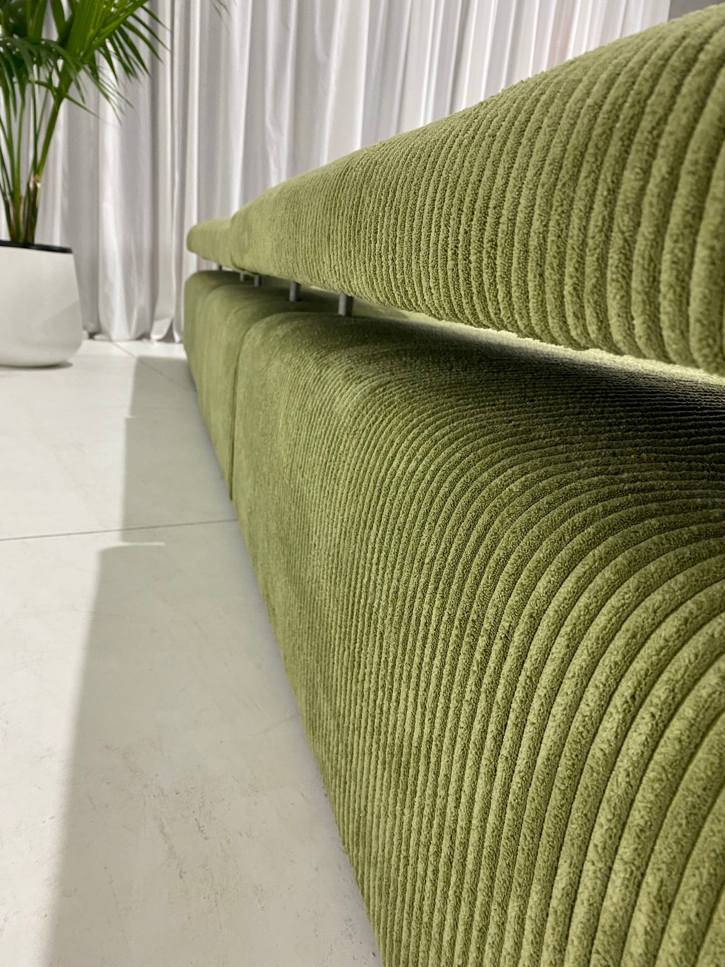 - Green Jumbo Corduroy Four Piece Modular Sofa