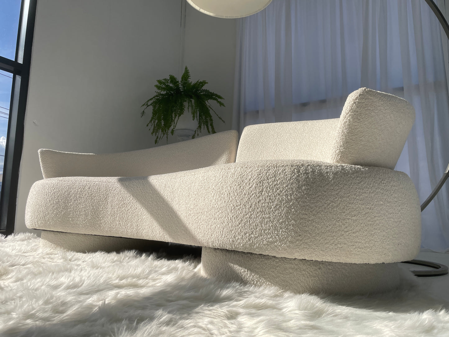Bouclé Curved Sofa