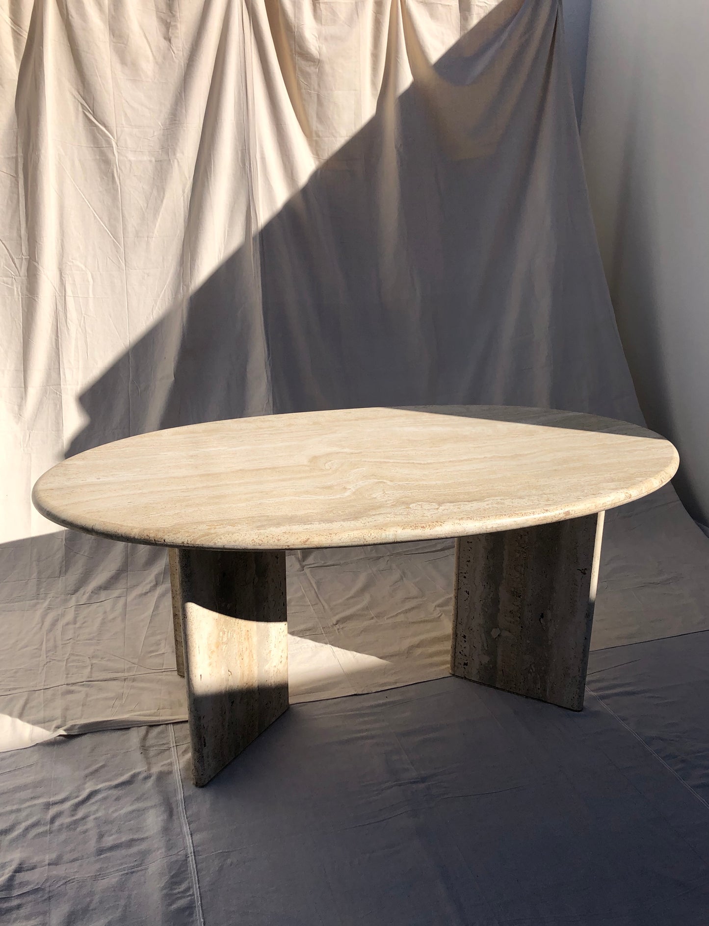 Vintage Oval Travertine Dining Table