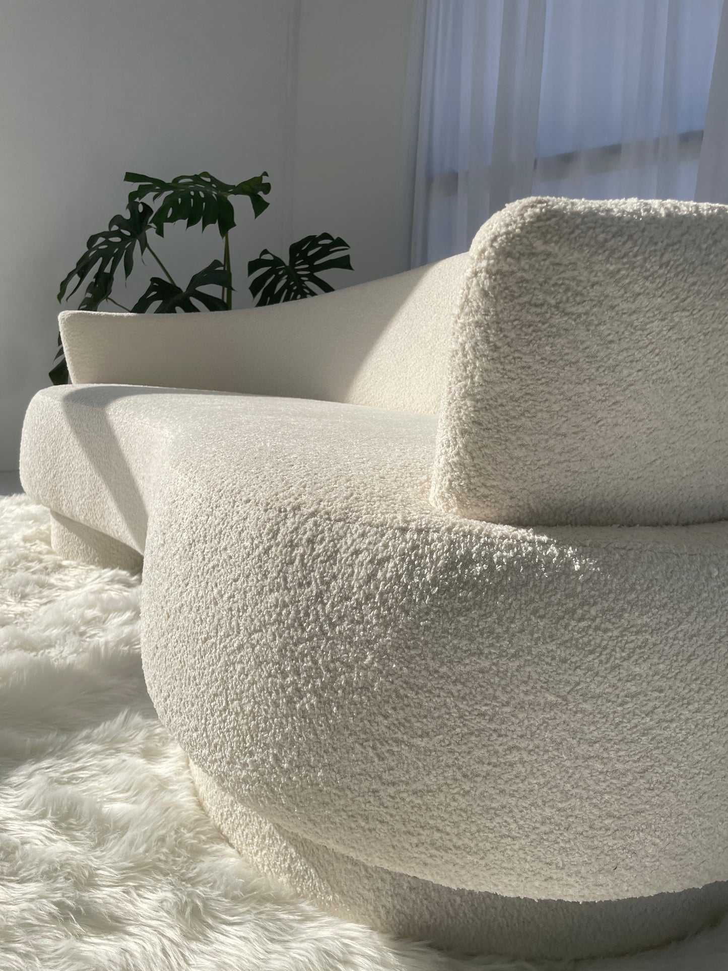 Bouclé Curved Sofa