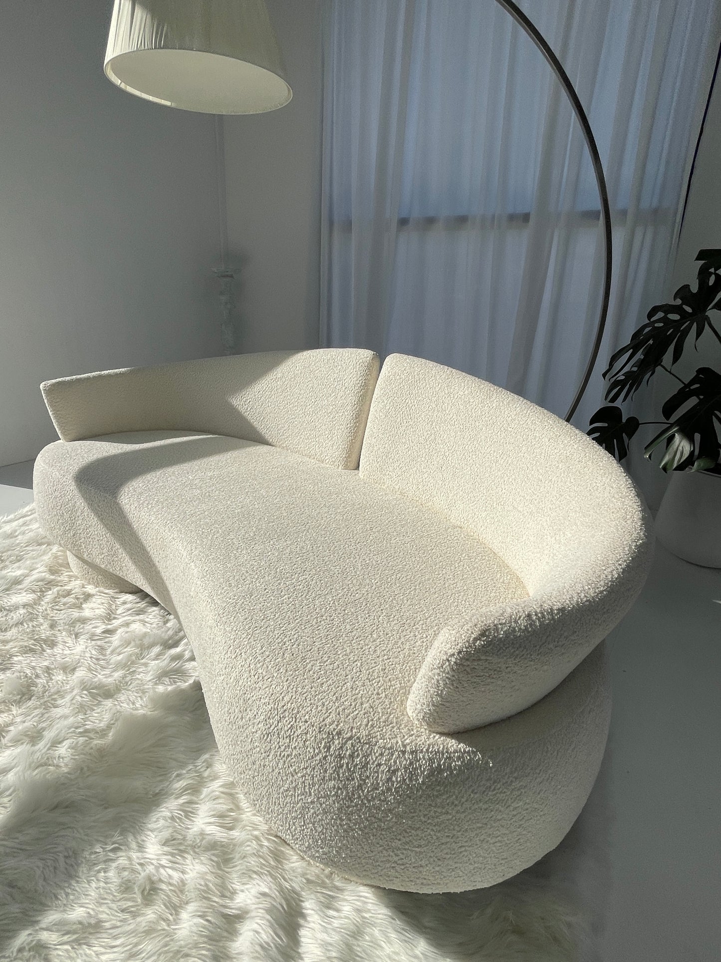 Bouclé Curved Sofa