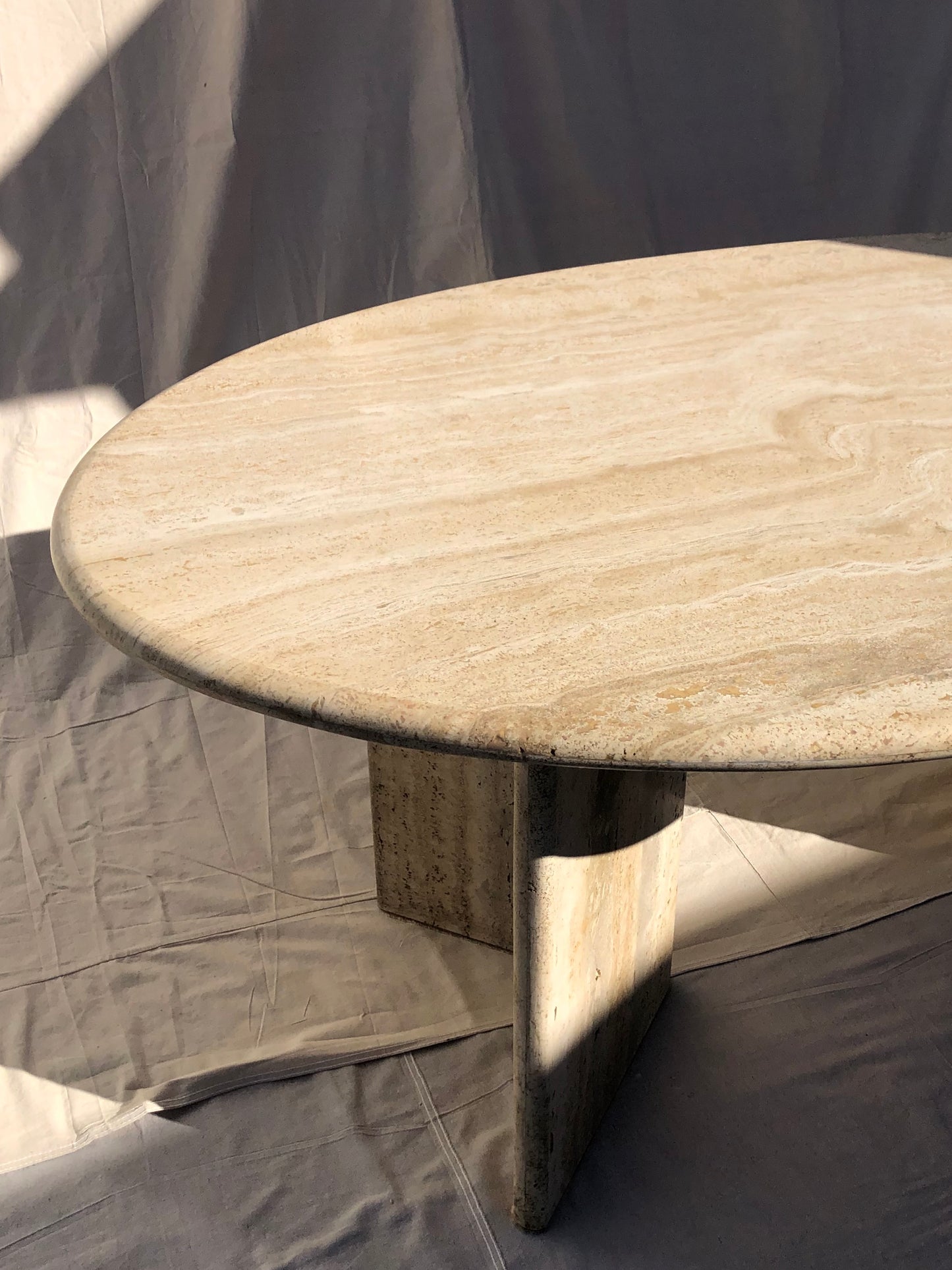 Vintage Oval Travertine Dining Table