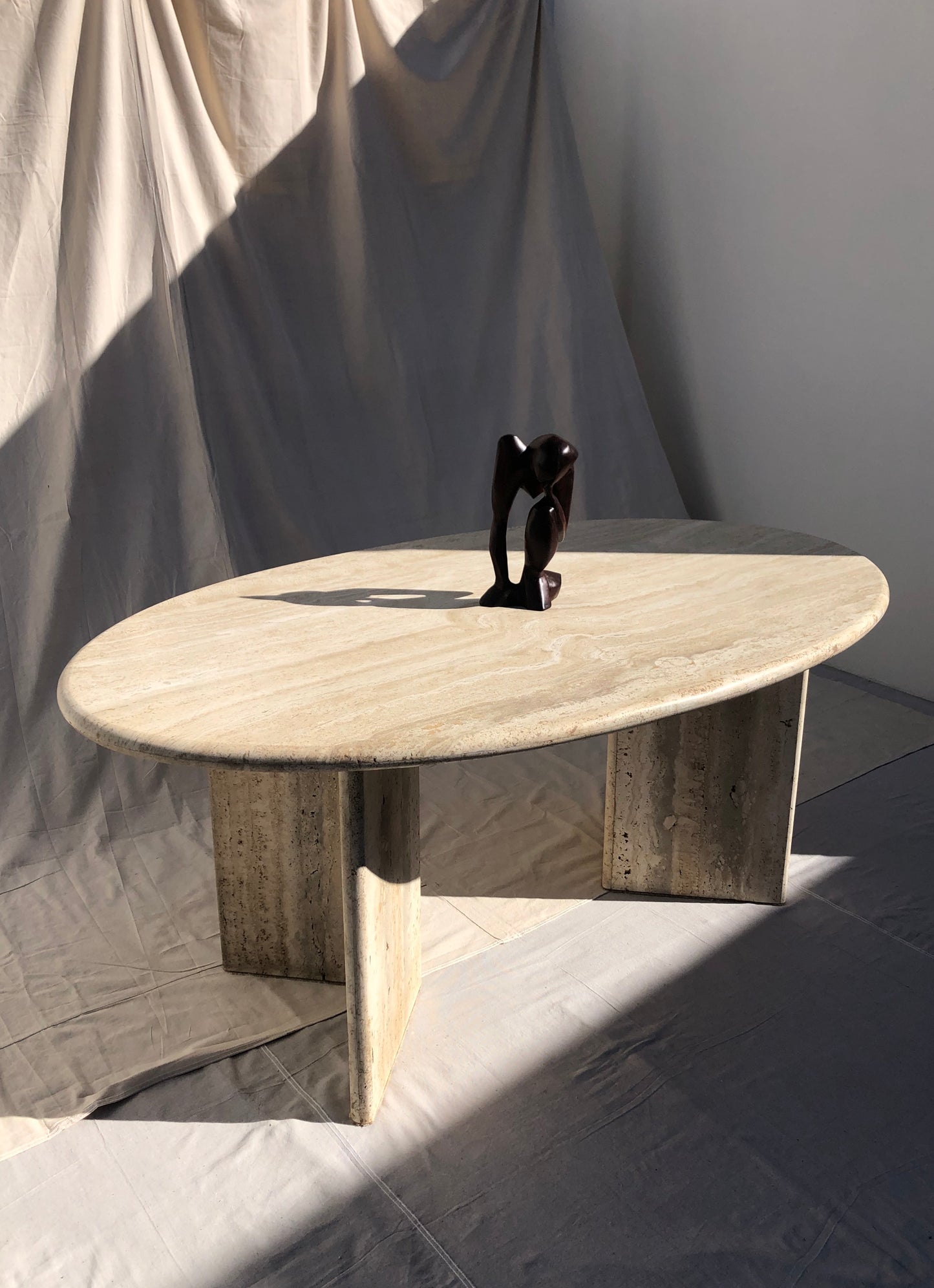 Vintage Oval Travertine Dining Table