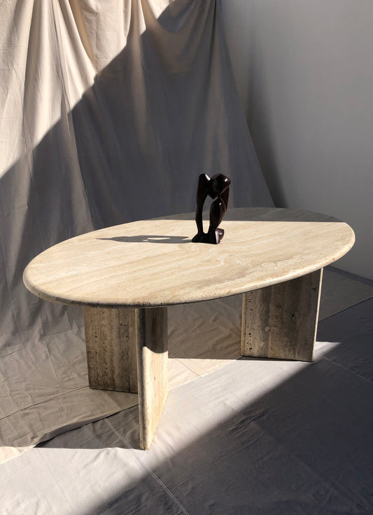 Vintage Oval Travertine Dining Table