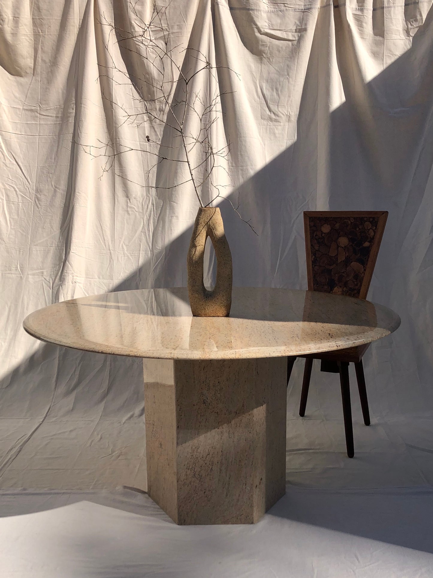 Vintage Round Granite Dining Table