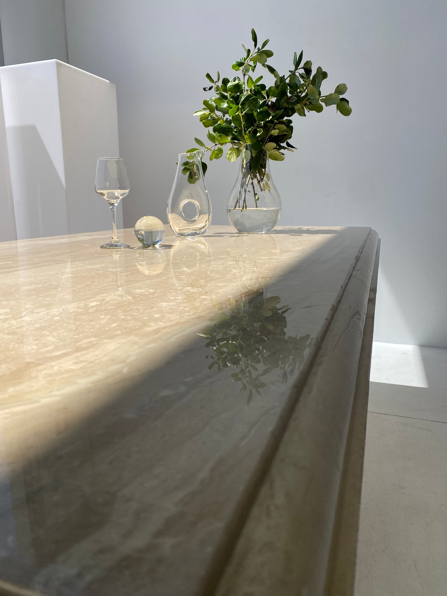 Large Polished Italian Marble Dining Table