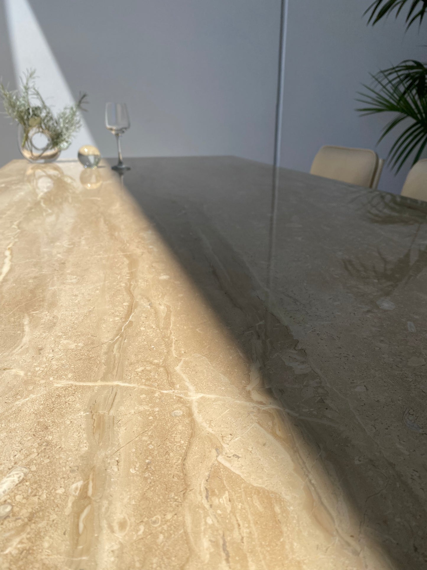 Large Polished Italian Marble Dining Table