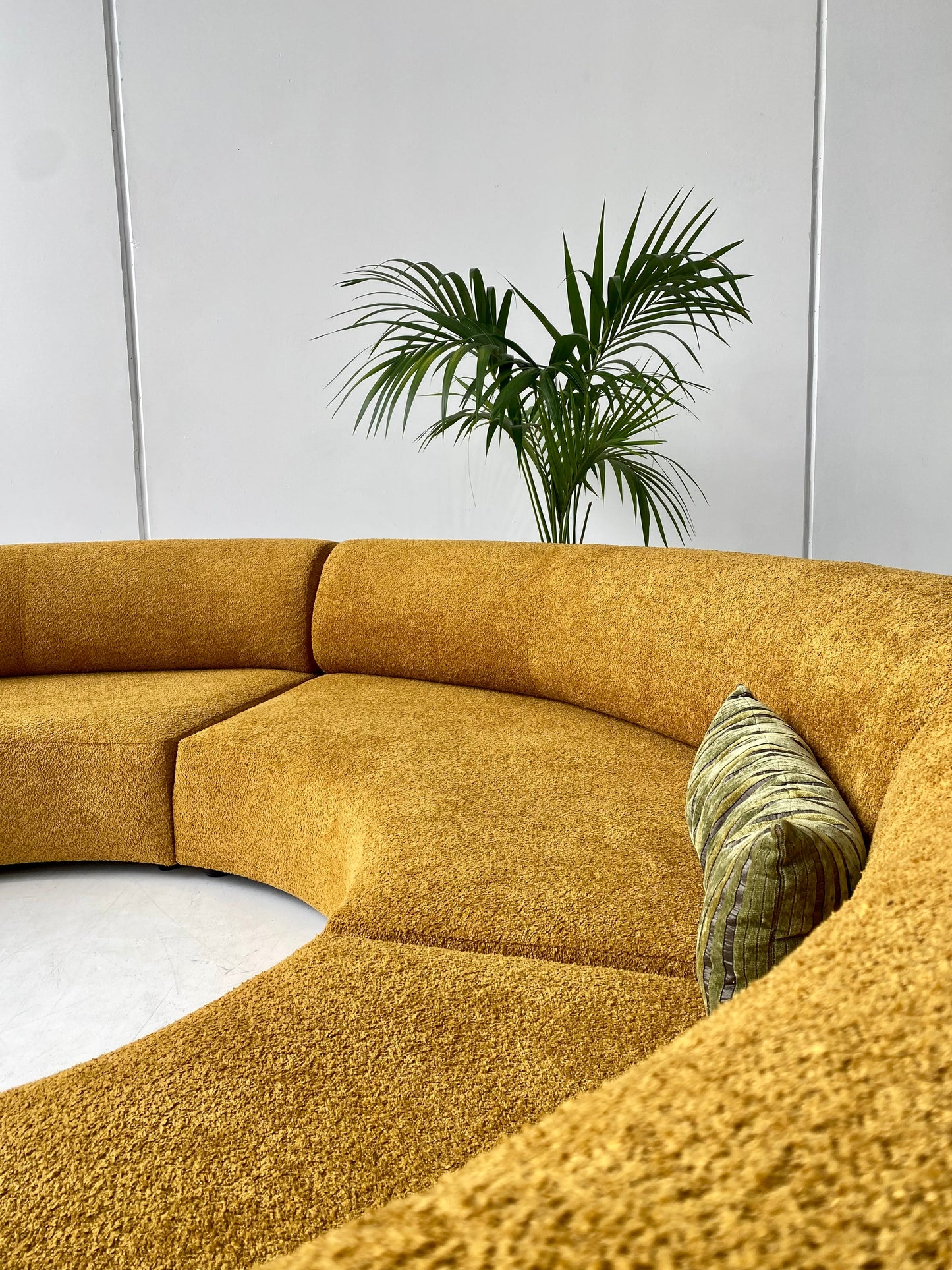 - Curved Mustard Bouclé Sofa Set